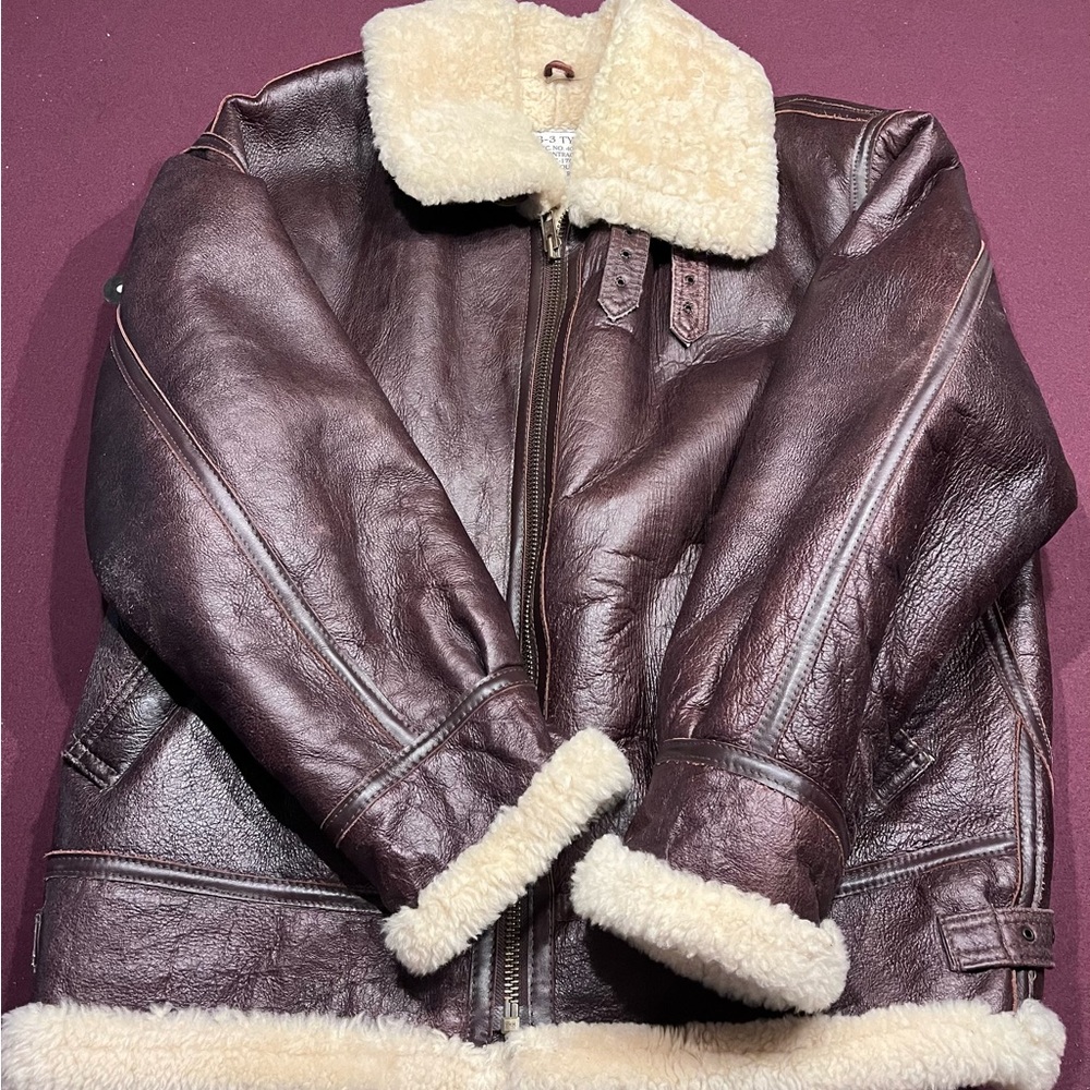 Shearling Bomber Jacket WW2 B-3 style XXL